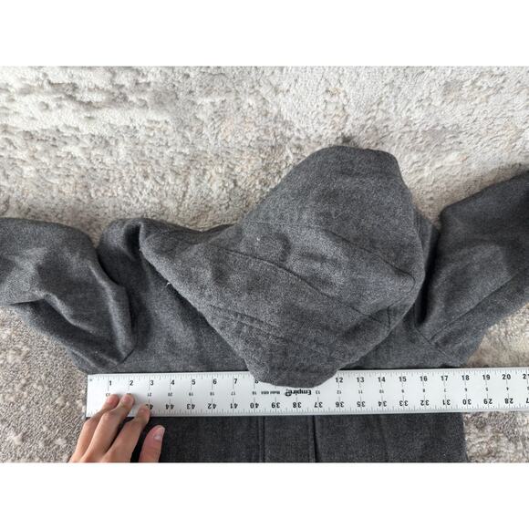 H&M Size 6 Silk Wool Blend Trench Coat Jacket Gray Long Sleeve Outdoor Snap - Picture 5 of 9